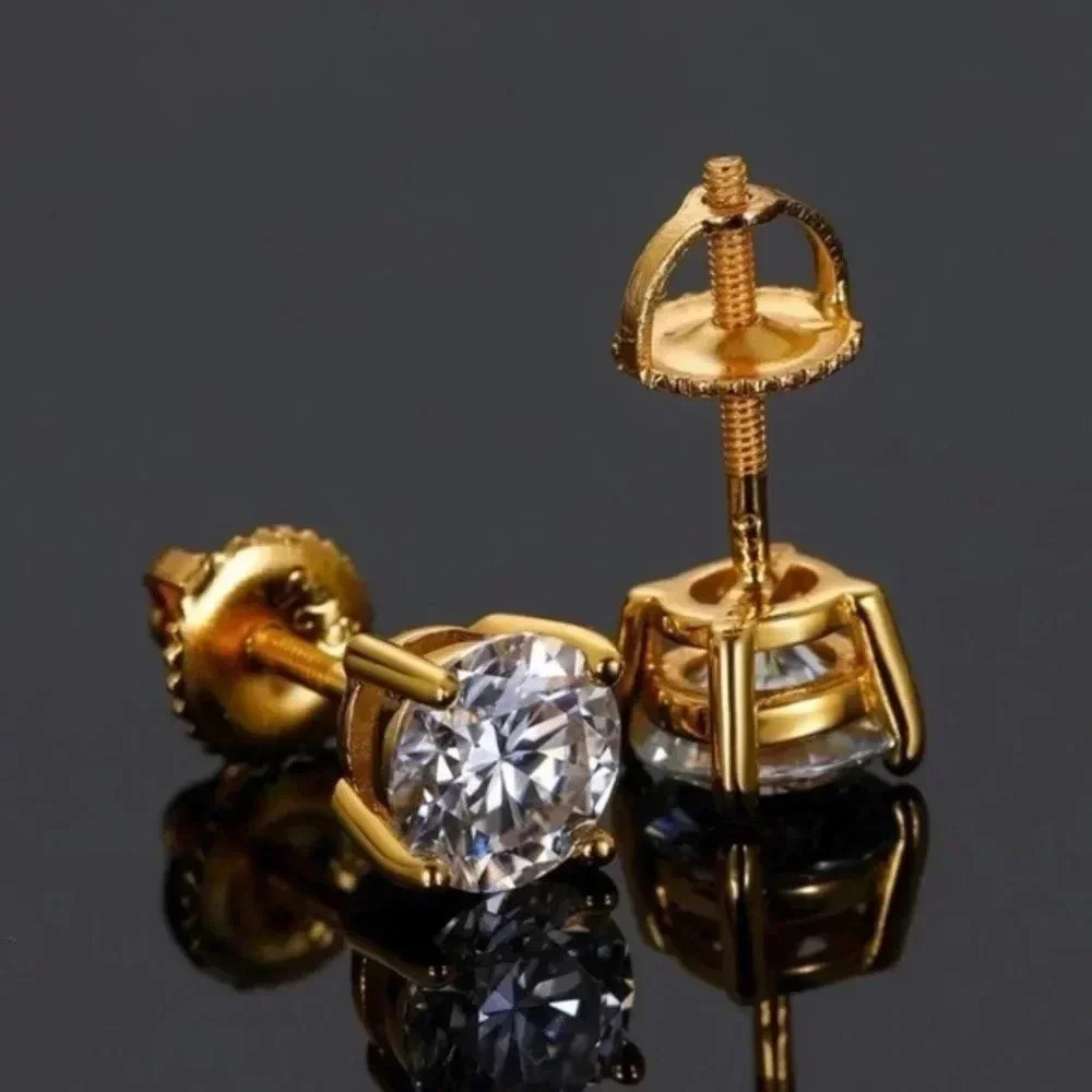 Certified 2 CTW 14k D Color VVS1 Moissanite Solitaire Stud Earrings - Picture 5 of 10